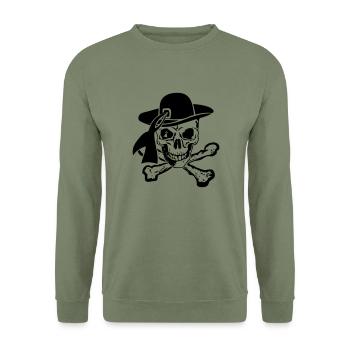 head of death bone hat breton - Unisex Sweatshirt - army green - Front - Alina (178cm) & Michal (187cm)