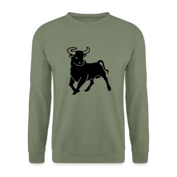Stier - Unisex Pullover - Armeegrün - Vorne - Alina (178cm) & Michal (187cm)