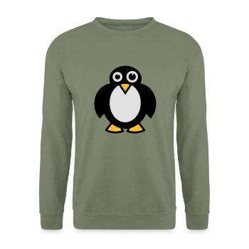Lustiger Pinguin - Unisex Pullover - Armeegrün - Vorne - Alina (178cm) & Michal (187cm)