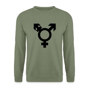 Transgender Zeichen- LGBT - Homosexuell - Gay - Unisex Pullover - Armeegrün - Vorne - Alina (178cm) & Michal (187cm)