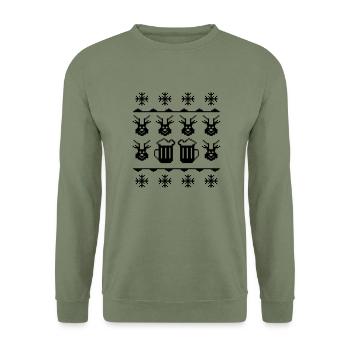 beer pixels winter - Unisex Pullover - Armeegrün - Vorne - Alina (178cm) & Michal (187cm)