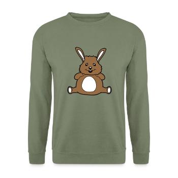 Bunny Chubby Fat Fat Round Overweight Hungry - Unisex Sweatshirt - army green - Front - Alina (178cm) & Michal (187cm)