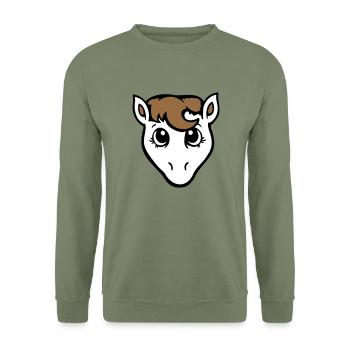 cheval mignon poney fille femelle fille cheval fille - Sweat-shirt Unisexe - vert militaire - Devant - Alina (178cm) & Michal (187cm)