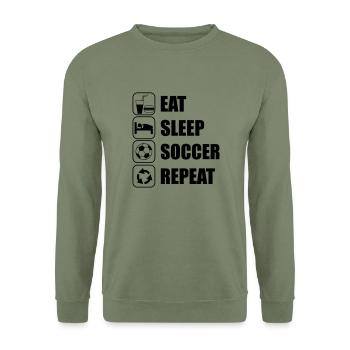 Eat Sleep Soccer Repeat - Unisex Sweatshirt - army green - Front - Alina (178cm) & Michal (187cm)