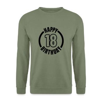 Happy Birthday 18 - Uniseks sweater - legergroen - Voor - Alina (178cm) & Michal (187cm)