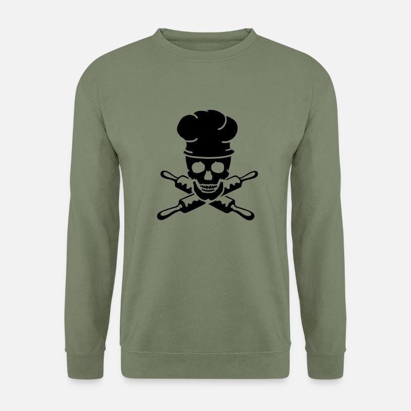chef skull cook skull - Unisex Sweatshirt - army green