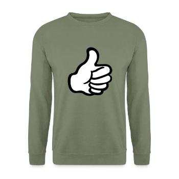 emoji pouce.png - Sweat-shirt Unisexe - vert militaire - Devant - Alina (178cm) & Michal (187cm)