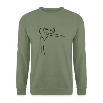 posaunist spielt - Unisex Pullover - Armeegrün - Vorne - Alina (178cm) & Michal (187cm)