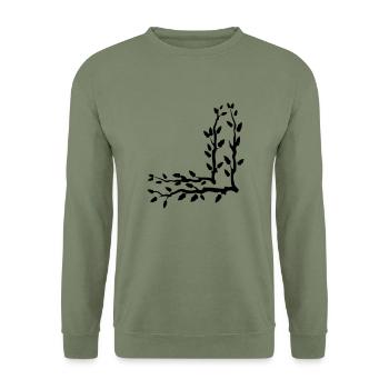Flower 1 Corner Zweige doppelt - Unisex Pullover - Armeegrün - Vorne - Alina (178cm) & Michal (187cm)