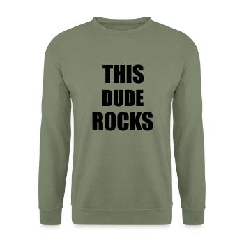 Dude Rocks - Unisex Sweatshirt - army green - Front - Alina (178cm) & Michal (187cm)