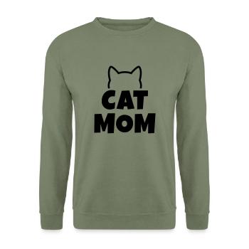 Cat Mom - Sweat-shirt Unisexe - vert militaire - Devant - Alina (178cm) & Michal (187cm)