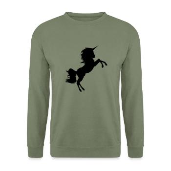 Einhorn - Unisex Pullover - Armeegrün - Vorne - Alina (178cm) & Michal (187cm)
