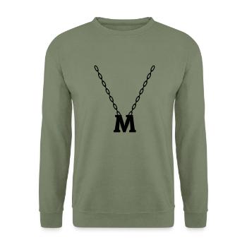 Initial chain letters M - Unisex Sweatshirt - army green - Front - Alina (178cm) & Michal (187cm)