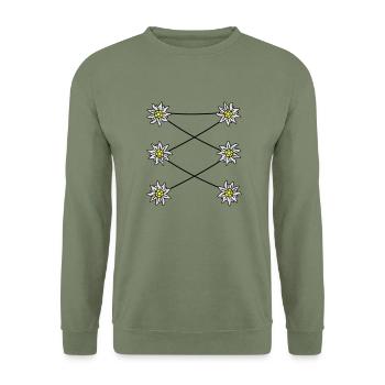 Edelweiss Dirndl - - - - Unisex Sweatshirt - army green - Front - Alina (178cm) & Michal (187cm)