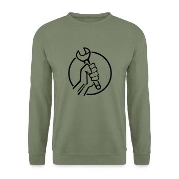 handwerker_1_f1 - Unisex Pullover - Armeegrün - Vorne - Alina (178cm) & Michal (187cm)
