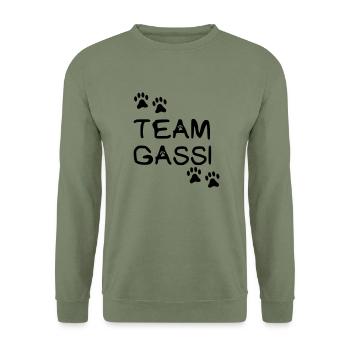 team_gassi_01 - Unisex Pullover - Armeegrün - Vorne - Alina (178cm) & Michal (187cm)