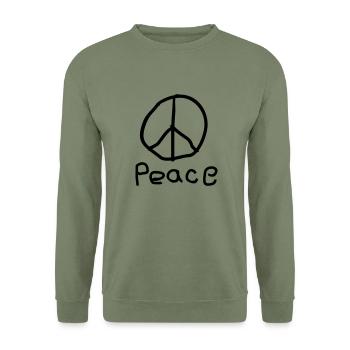 peace, la paix, le cœur, l'amour, la guerre - Sweat-shirt Unisexe - vert militaire - Devant - Alina (178cm) & Michal (187cm)