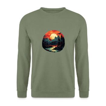 Paysage - Sweat-shirt Unisexe - vert militaire - Devant - Alina (178cm) & Michal (187cm)