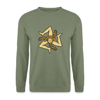 Sizilien Trinacria sizilianische Flagge Sicilia - Unisex Pullover - Armeegrün - Vorne - Alina (178cm) & Michal (187cm)