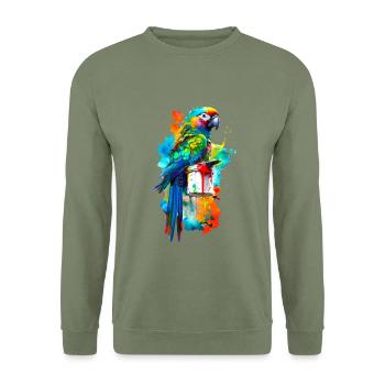 Painted Parrot - Unisex Sweatshirt - army green - Front - Alina (178cm) & Michal (187cm)