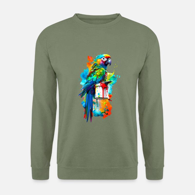 Bemalter Papagei - Unisex Pullover - Armeegrün