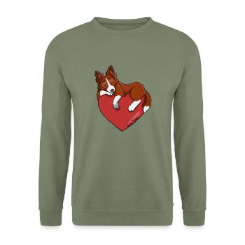 Border Collie Red - Unisex Sweatshirt - army green - Front - Alina (178cm) & Michal (187cm)