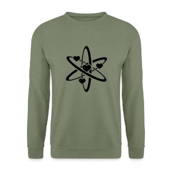 heart atom - Sweat-shirt Unisexe - vert militaire - Devant - Alina (178cm) & Michal (187cm)