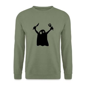 Hungry Ghost - Unisex Sweatshirt - army green - Front - Alina (178cm) & Michal (187cm)