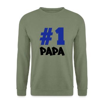 number1_papa02 - Unisex Pullover - Armeegrün - Vorne - Alina (178cm) & Michal (187cm)