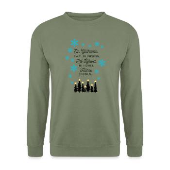 Marché de Noël et de Noël : Un vin chaud... - Sweat-shirt Unisexe - vert militaire - Devant - Alina (178cm) & Michal (187cm)