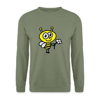 Bee + Fleur - Sweat-shirt Unisexe - vert militaire - Devant - Alina (178cm) & Michal (187cm)
