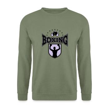 boxing - Sweat-shirt Unisexe - vert militaire - Devant - Alina (178cm) & Michal (187cm)