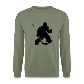 Hockey Goalie - Unisex Pullover - Armeegrün - Vorne - Alina (178cm) & Michal (187cm)