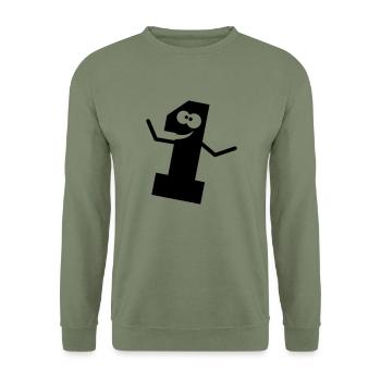Funny comic 1 one - Unisex Sweatshirt - army green - Front - Alina (178cm) & Michal (187cm)
