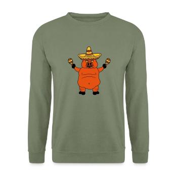 celebrate sombrero party music band hat rattle big - Unisex Sweatshirt - army green - Front - Alina (178cm) & Michal (187cm)
