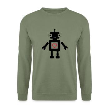 roboter_love_02 - Sweat-shirt Unisexe - vert militaire - Devant - Alina (178cm) & Michal (187cm)