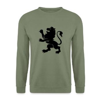 wappen_loewe - Sweat-shirt Unisexe - vert militaire - Devant - Alina (178cm) & Michal (187cm)