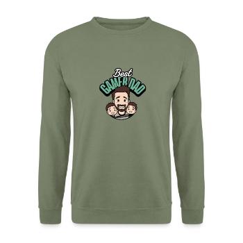 The Original Gaming Dad - Unisex Pullover - Armeegrün - Vorne - Alina (178cm) & Michal (187cm)