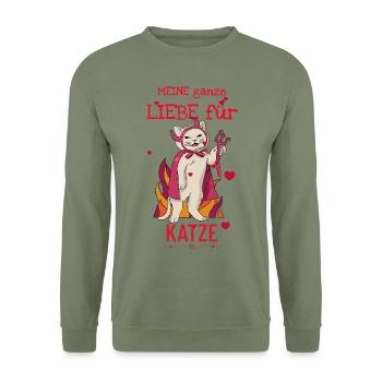 Tout mon amour pour les chats - Sweat-shirt Unisexe - vert militaire - Devant - Alina (178cm) & Michal (187cm)