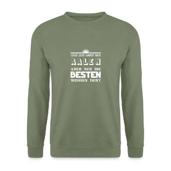 Coole Leute fahren nach Aalen - Unisex Pullover - Armeegrün - Vorne - Alina (178cm) & Michal (187cm)