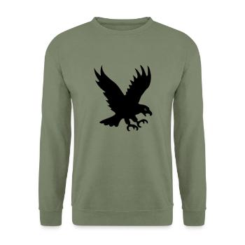eagle bird of prey predator wild wings feather - Unisex Sweatshirt - army green - Front - Alina (178cm) & Michal (187cm)
