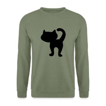 chaton silhouette par patjila - Sweat-shirt Unisexe - vert militaire - Devant - Alina (178cm) & Michal (187cm)