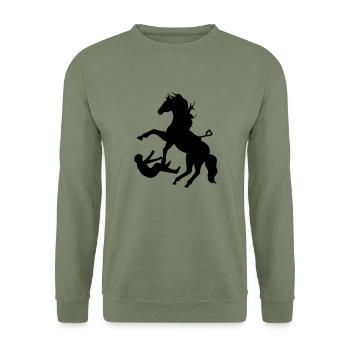 2541614 11768595 monter - Sweat-shirt Unisexe - vert militaire - Devant - Alina (178cm) & Michal (187cm)