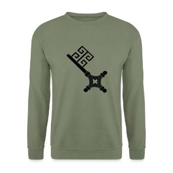 vintage bremen key vector drawing keys - Unisex Sweatshirt - army green - Front - Alina (178cm) & Michal (187cm)
