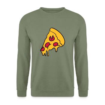 pizza tropfend käse salami stück - Unisex Pullover - Armeegrün - Vorne - Alina (178cm) & Michal (187cm)