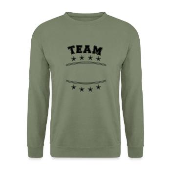 Name text frame - Unisex Sweatshirt - army green - Front - Alina (178cm) & Michal (187cm)