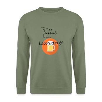 Handschrift Bier T shirt - Unisex Pullover - Armeegrün - Vorne - Alina (178cm) & Michal (187cm)