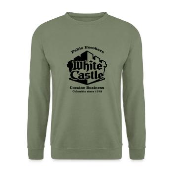 Pablo Escobar - Unisex Pullover - Armeegrün - Vorne - Alina (178cm) & Michal (187cm)