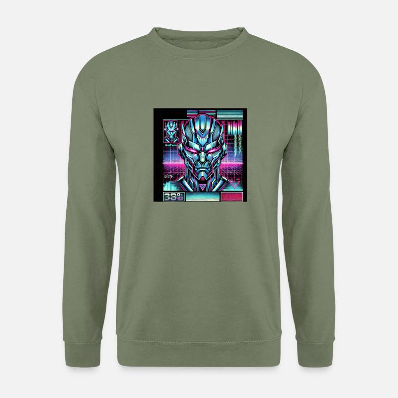 Digitaler Roboterkopf - Unisex Pullover - Armeegrün