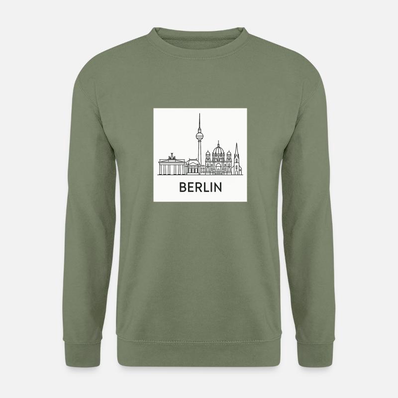 Berlin Skyline Minimalistisch - Unisex Pullover - Armeegrün